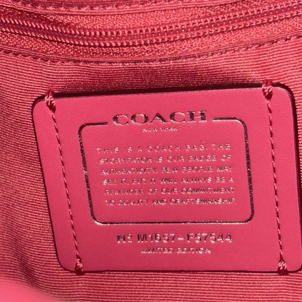 Coach Limited Edition Floral Pebbled Leather Kelsey Bucket Bag Pink F57544 - Picture 5 of 7